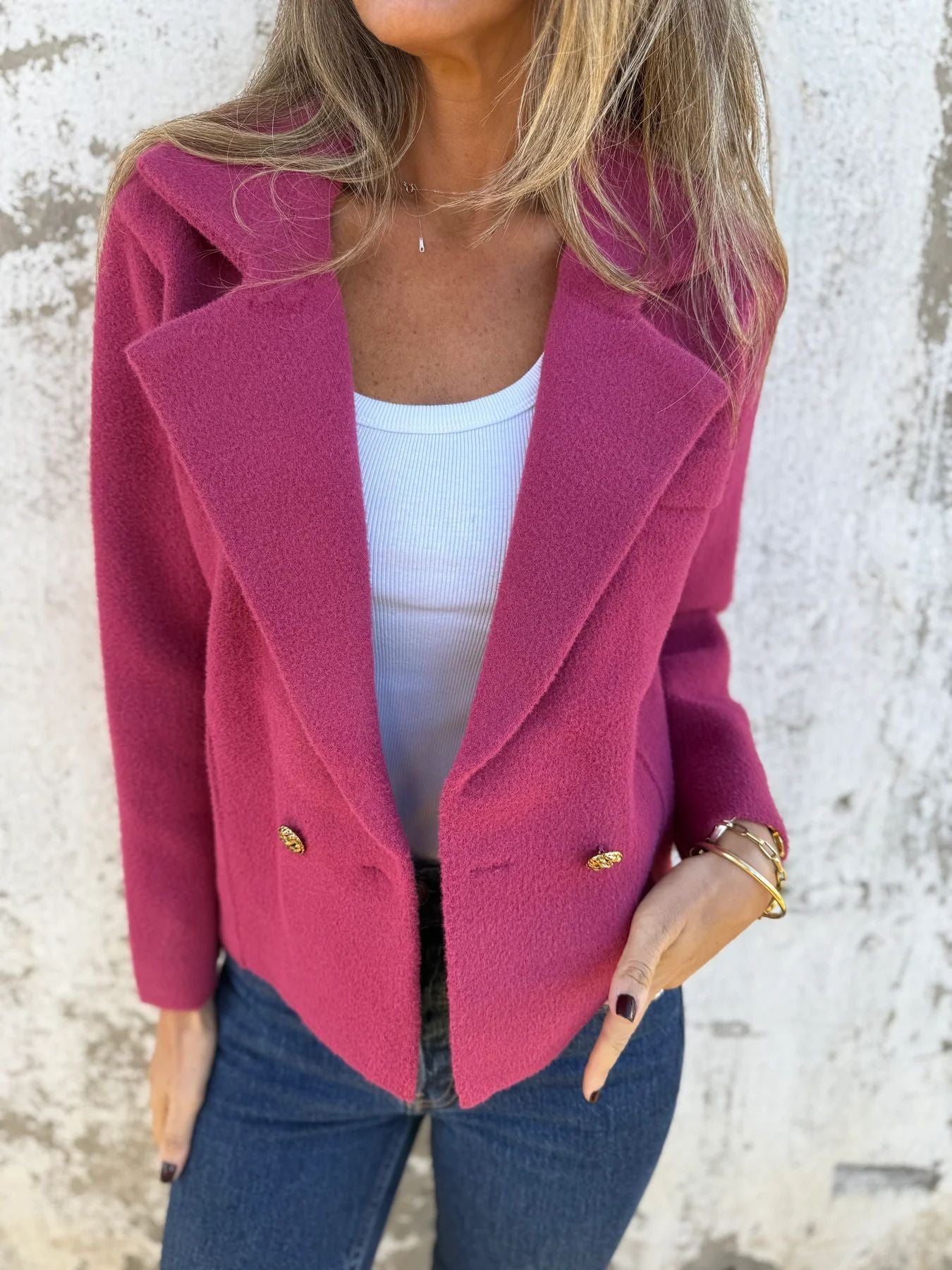 New Women's Casual Woolen Button Graceful Suit Jacket