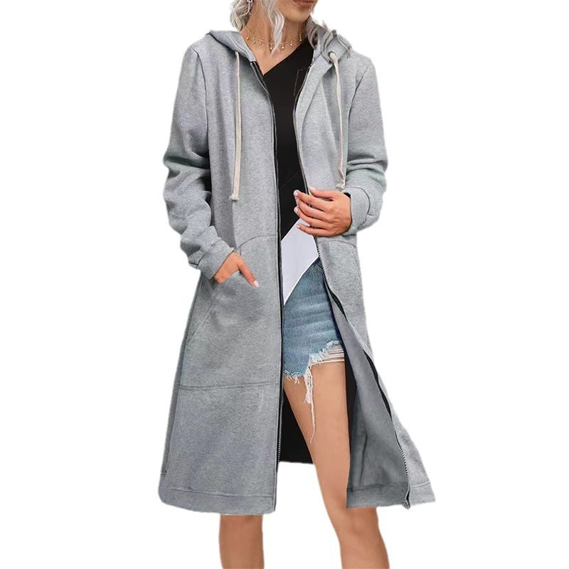 Loose Multicolor Coat Zipper Cardigan Women's Brushed Hoody