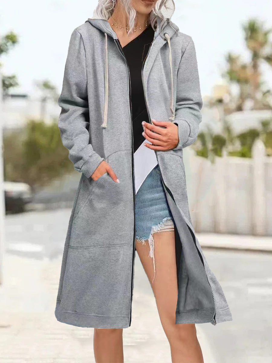 Loose Multicolor Coat Zipper Cardigan Women's Brushed Hoody