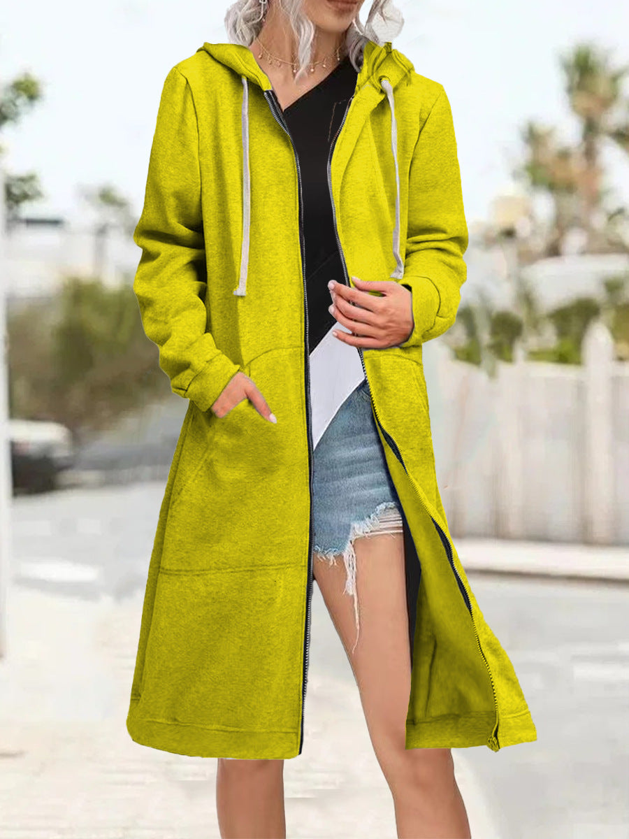 Loose Multicolor Coat Zipper Cardigan Women's Brushed Hoody