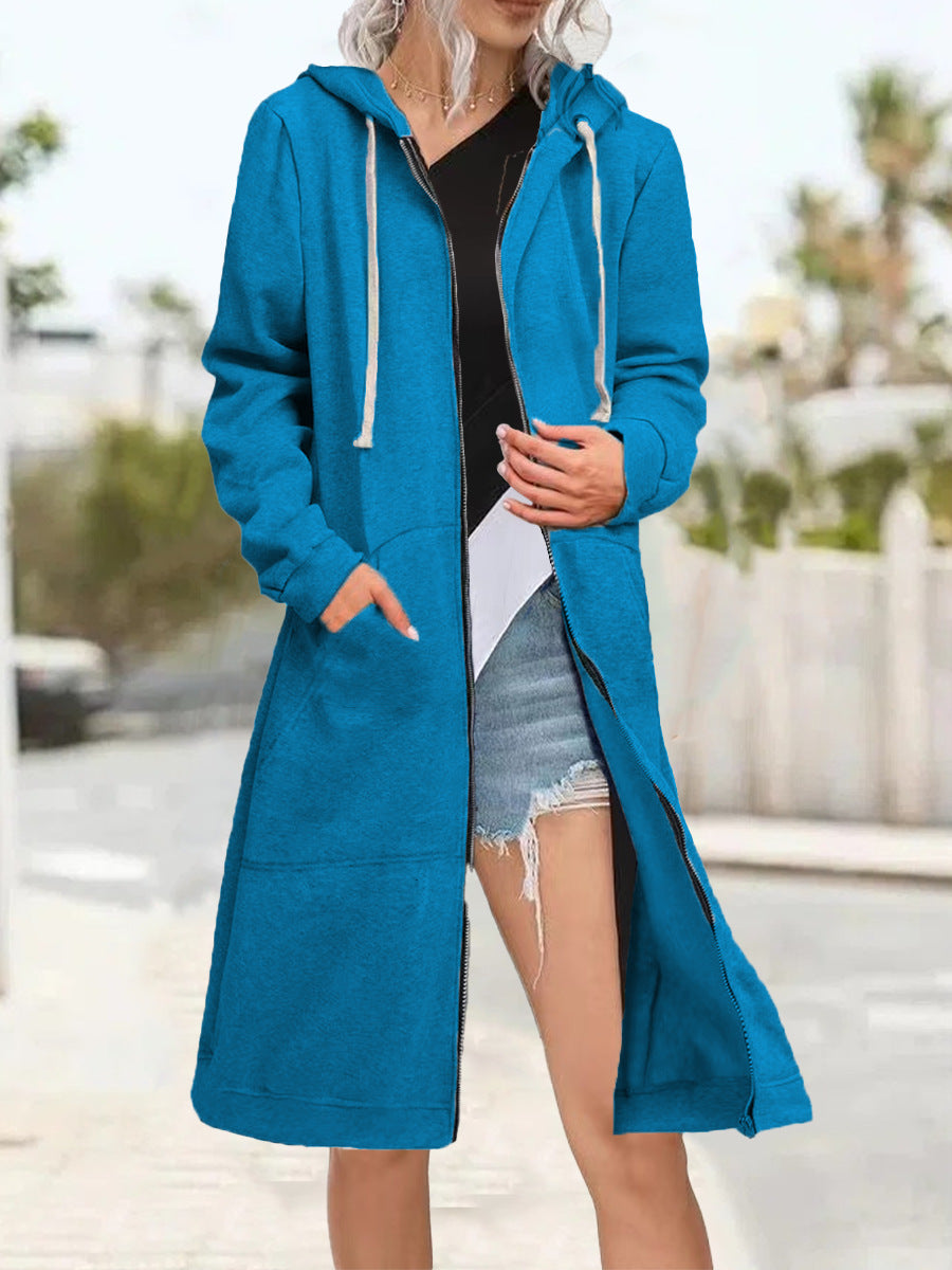 Loose Multicolor Coat Zipper Cardigan Women's Brushed Hoody