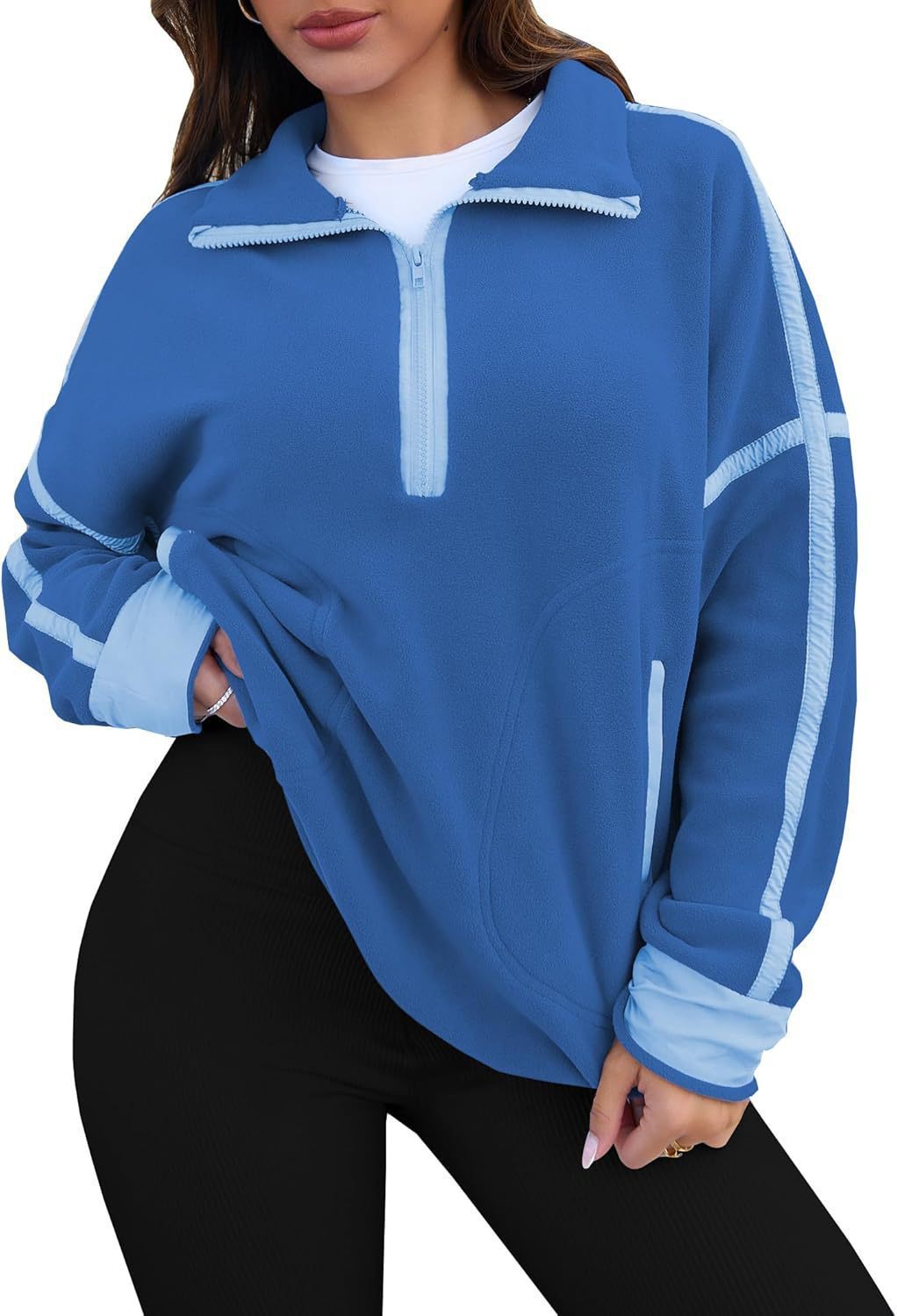 Casual Drawstring Short Loose Mock Neck Sweater