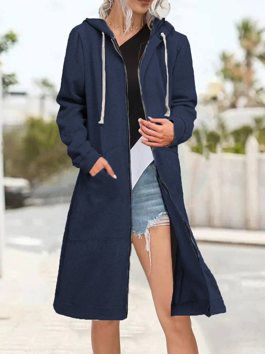 Loose Multicolor Coat Zipper Cardigan Women's Brushed Hoody