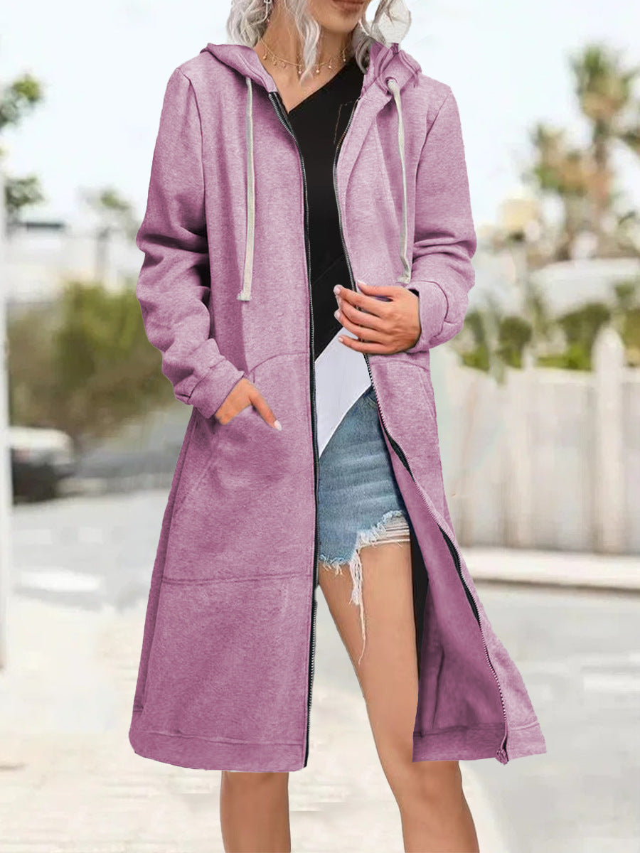 Loose Multicolor Coat Zipper Cardigan Women's Brushed Hoody