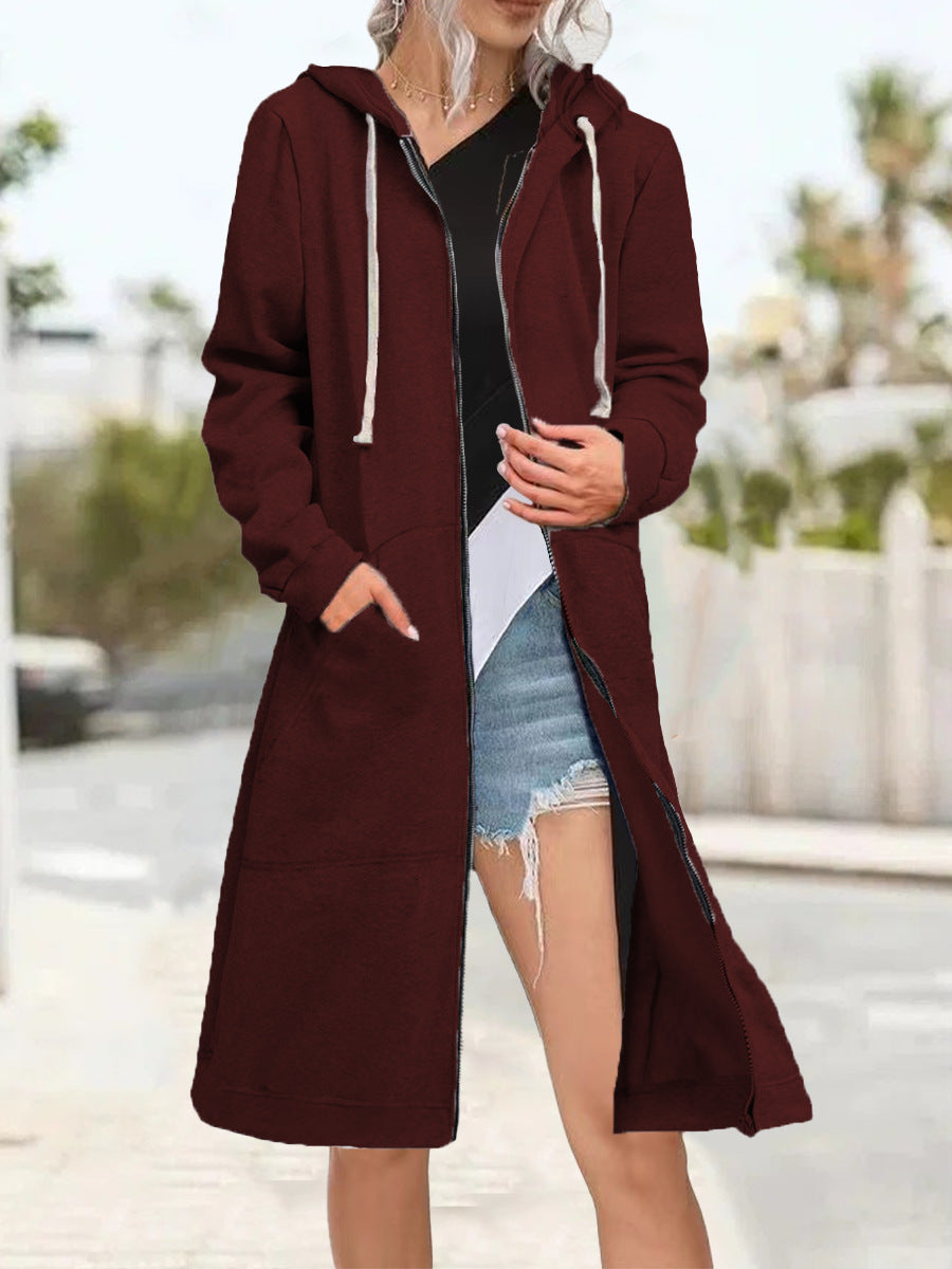 Loose Multicolor Coat Zipper Cardigan Women's Brushed Hoody