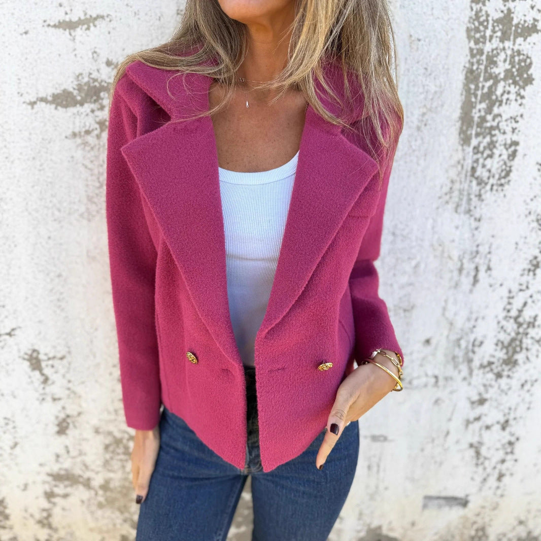 New Women's Casual Woolen Button Graceful Suit Jacket