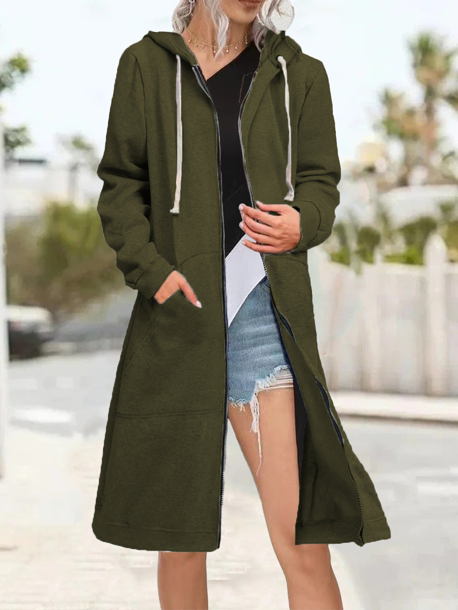 Loose Multicolor Coat Zipper Cardigan Women's Brushed Hoody