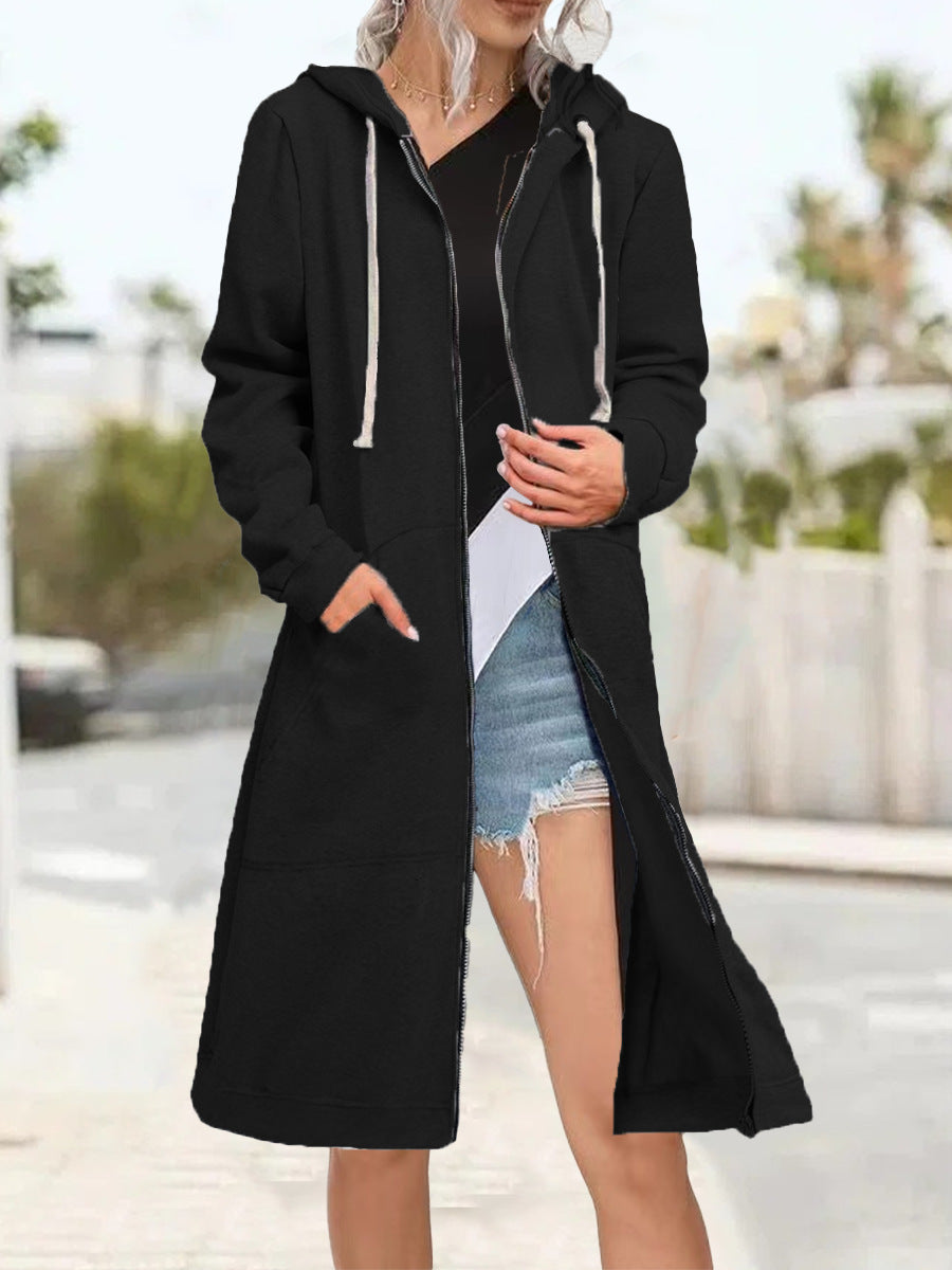 Loose Multicolor Coat Zipper Cardigan Women's Brushed Hoody