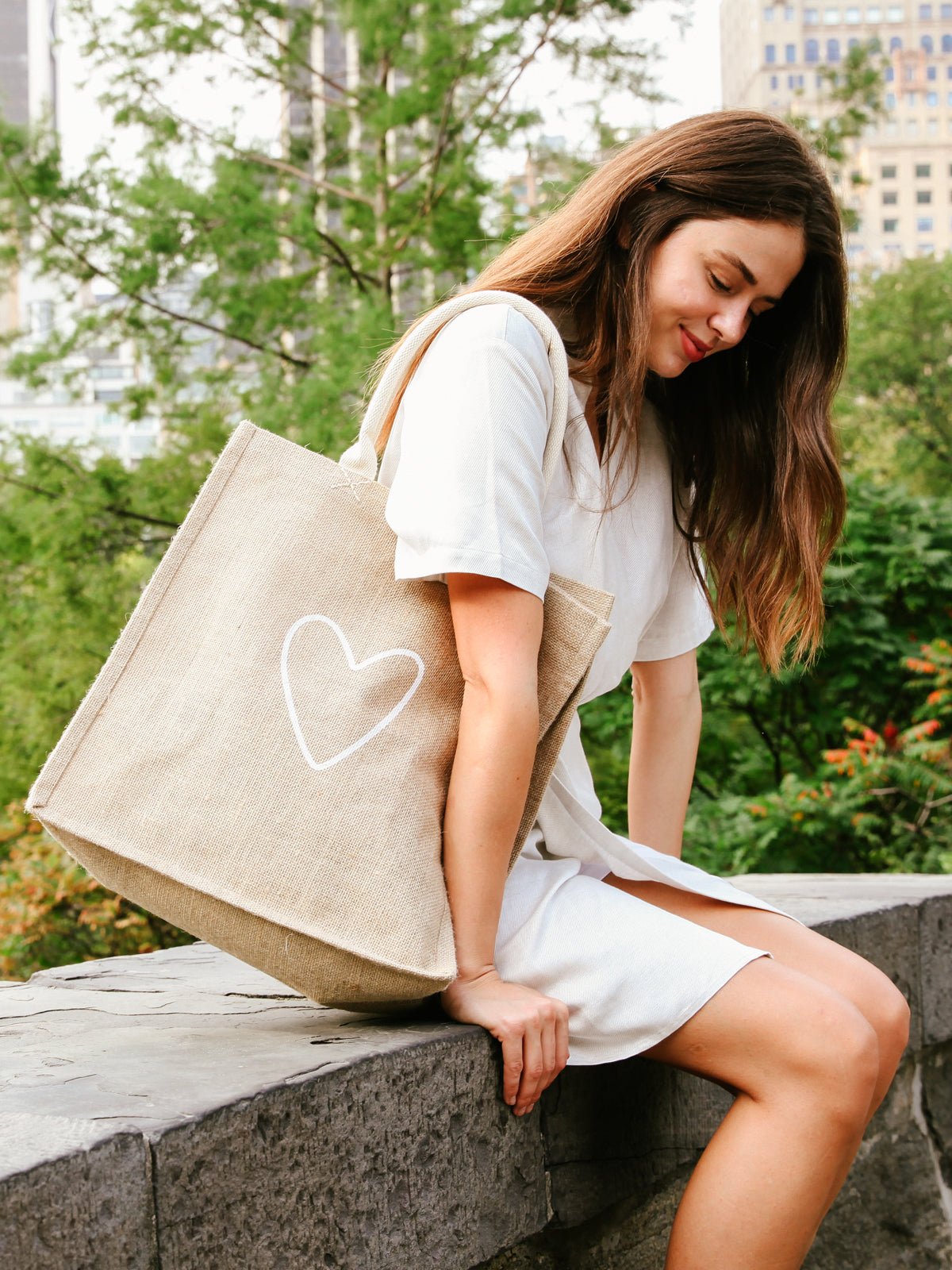 Jute Canvas Market Bag - Love - Bills Deals