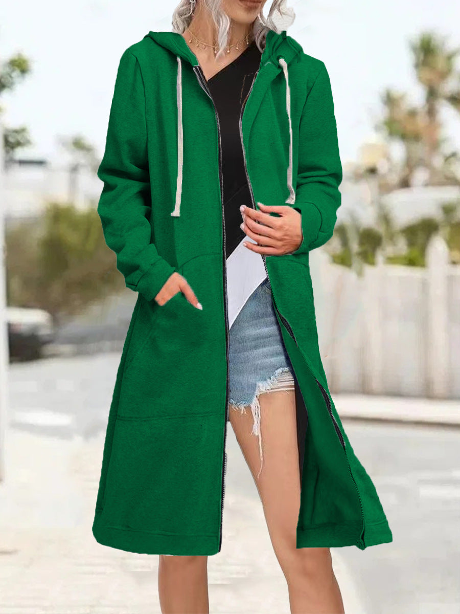 Loose Multicolor Coat Zipper Cardigan Women's Brushed Hoody