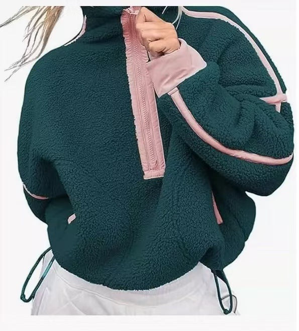 Casual Drawstring Short Loose Mock Neck Sweater