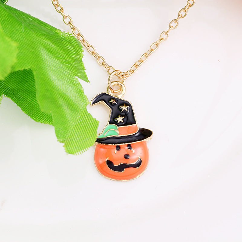 Halloween Oil Drop Pumpkin Cat Necklace Creative Clavicle Chain Pendant Fashion Jewelry Accessories - Bills Deals Halloween decorations
