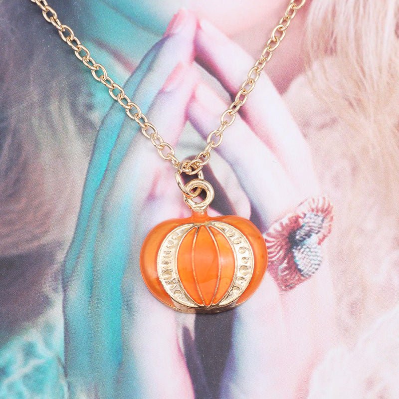 Halloween Oil Drop Pumpkin Cat Necklace Creative Clavicle Chain Pendant Fashion Jewelry Accessories - Bills Deals Halloween decorations