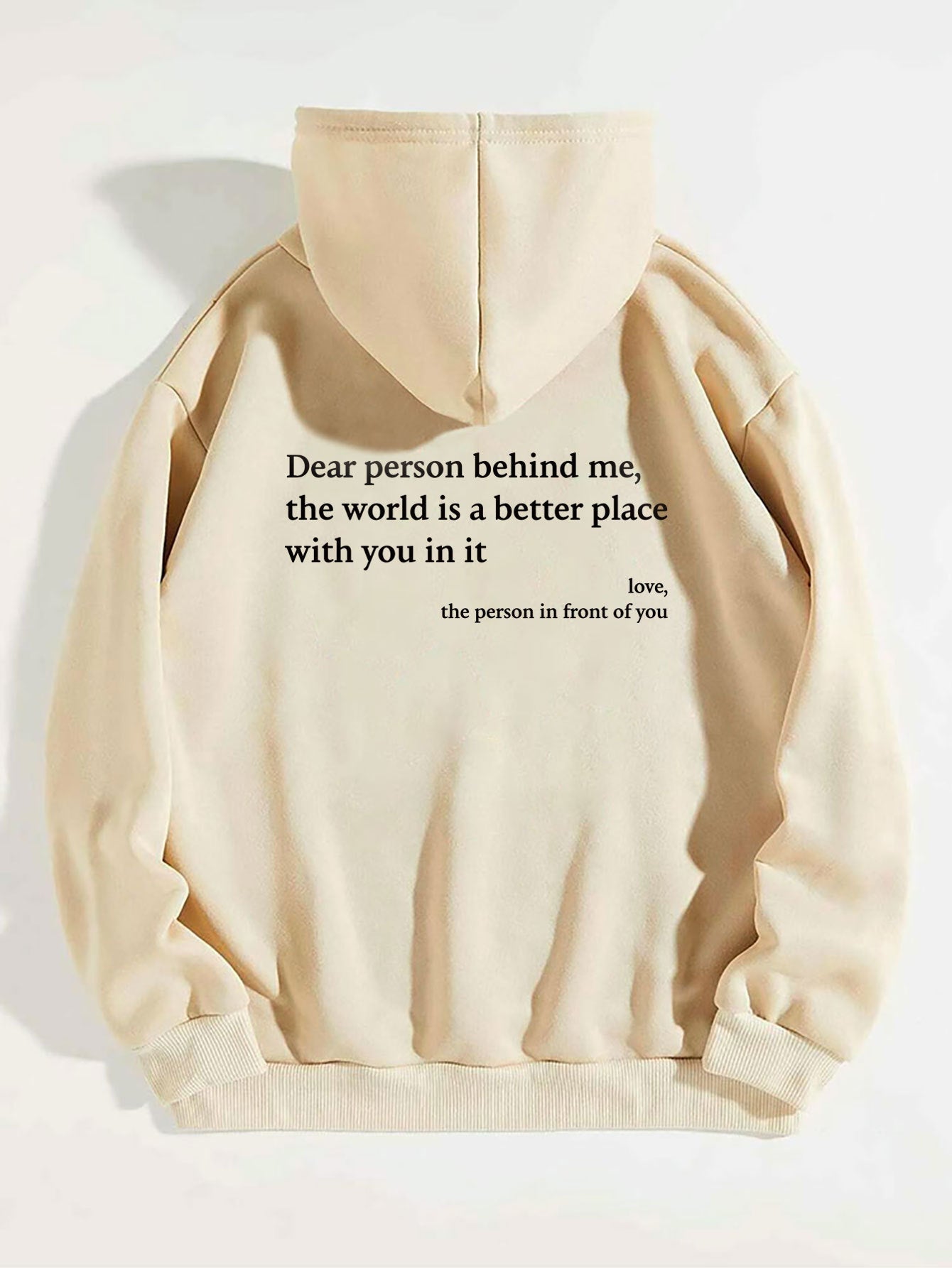 Dear Person Behind Me,the World Is A Better Place,with You In It,love,the Person In Front Of You,Women's Plush Letter Printed Kangaroo Pocket Drawstring Printed Hoodie Unisex Trendy Hoodies - Bills Deals Hoodies