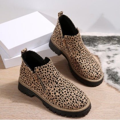 Fashion Ankle Boots With Side Zipper Ins Chunky Boots Autumn Winter Suede Shoes Women - Bills Deals shoes slide on boots