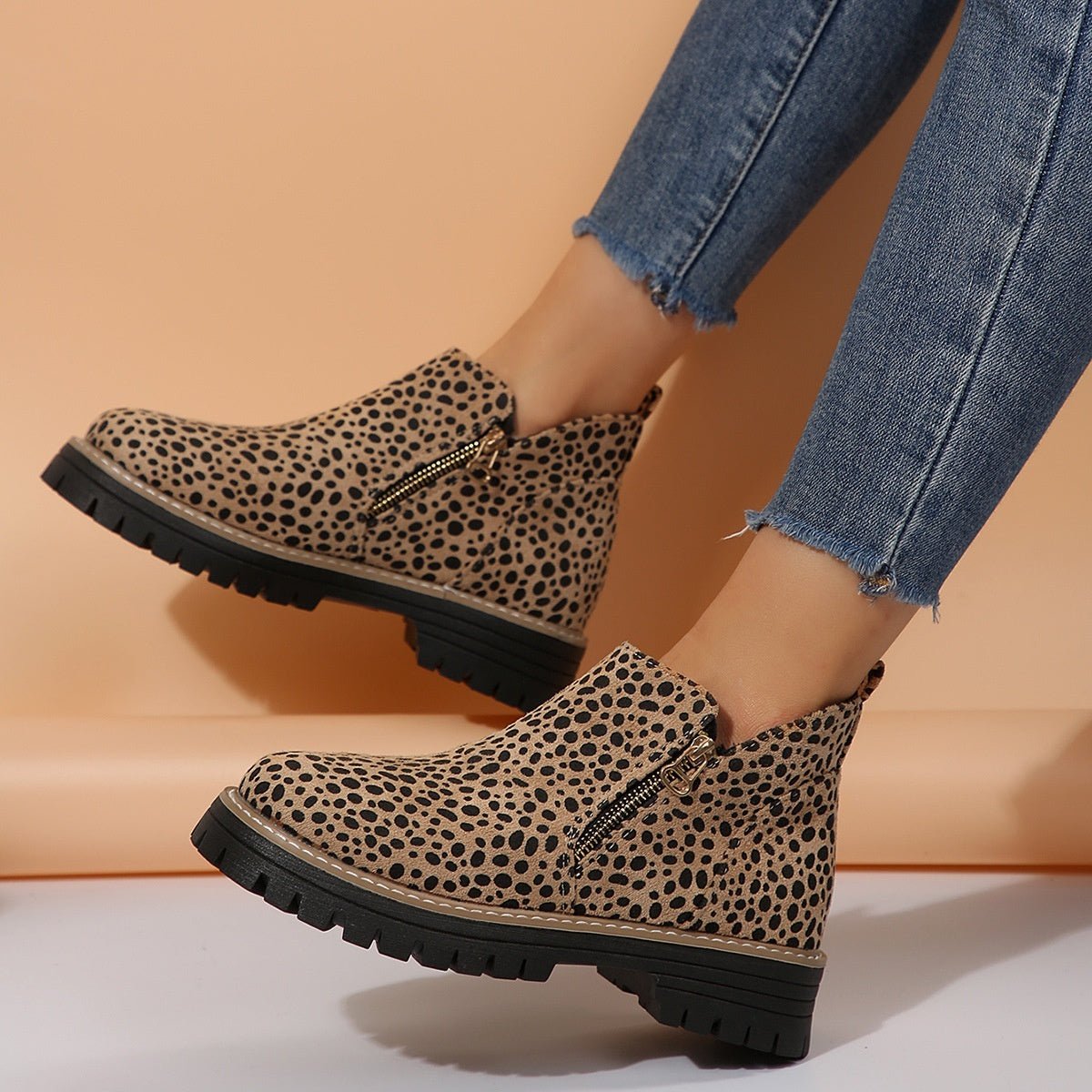 Fashion Ankle Boots With Side Zipper Ins Chunky Boots Autumn Winter Suede Shoes Women - Bills Deals shoes slide on boots