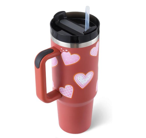 Stainless Steel Insulated Tumbler with Straw and Handle, 40 oz - Perfect Gift for Valentine's Day!tumbler cups