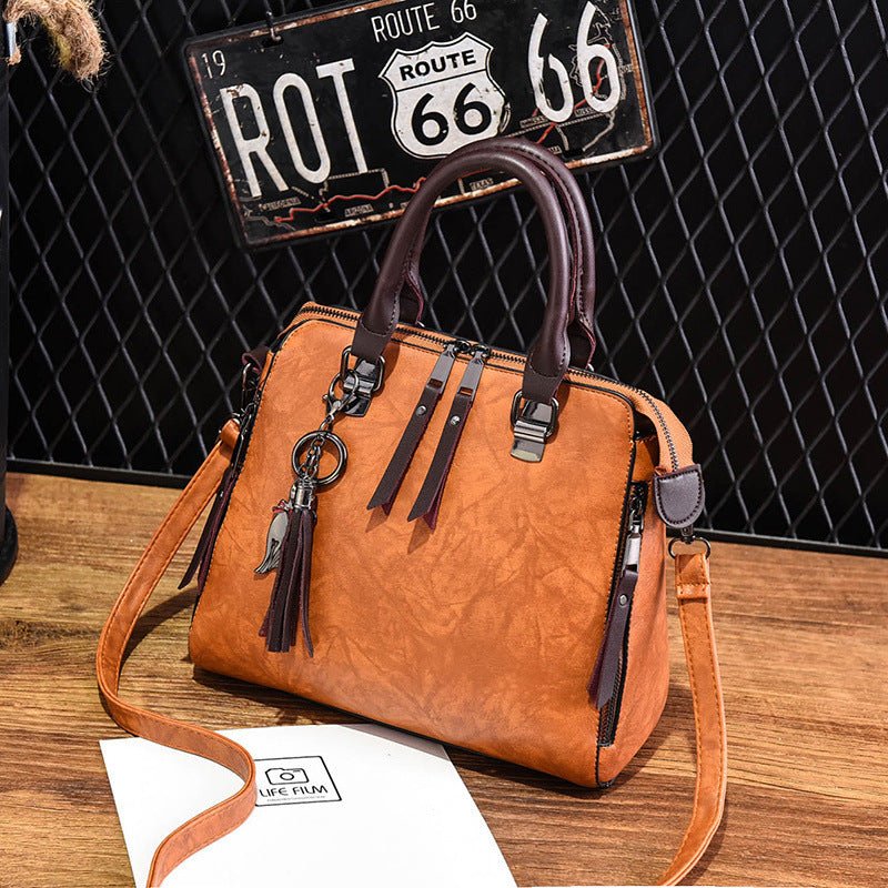 Vintage Handbag Women PU Leather Tassel Top - handle Bag Fashion Lady Tote Luxury Large Capacity Shoulder Bag - Bills Deals Women's clothing