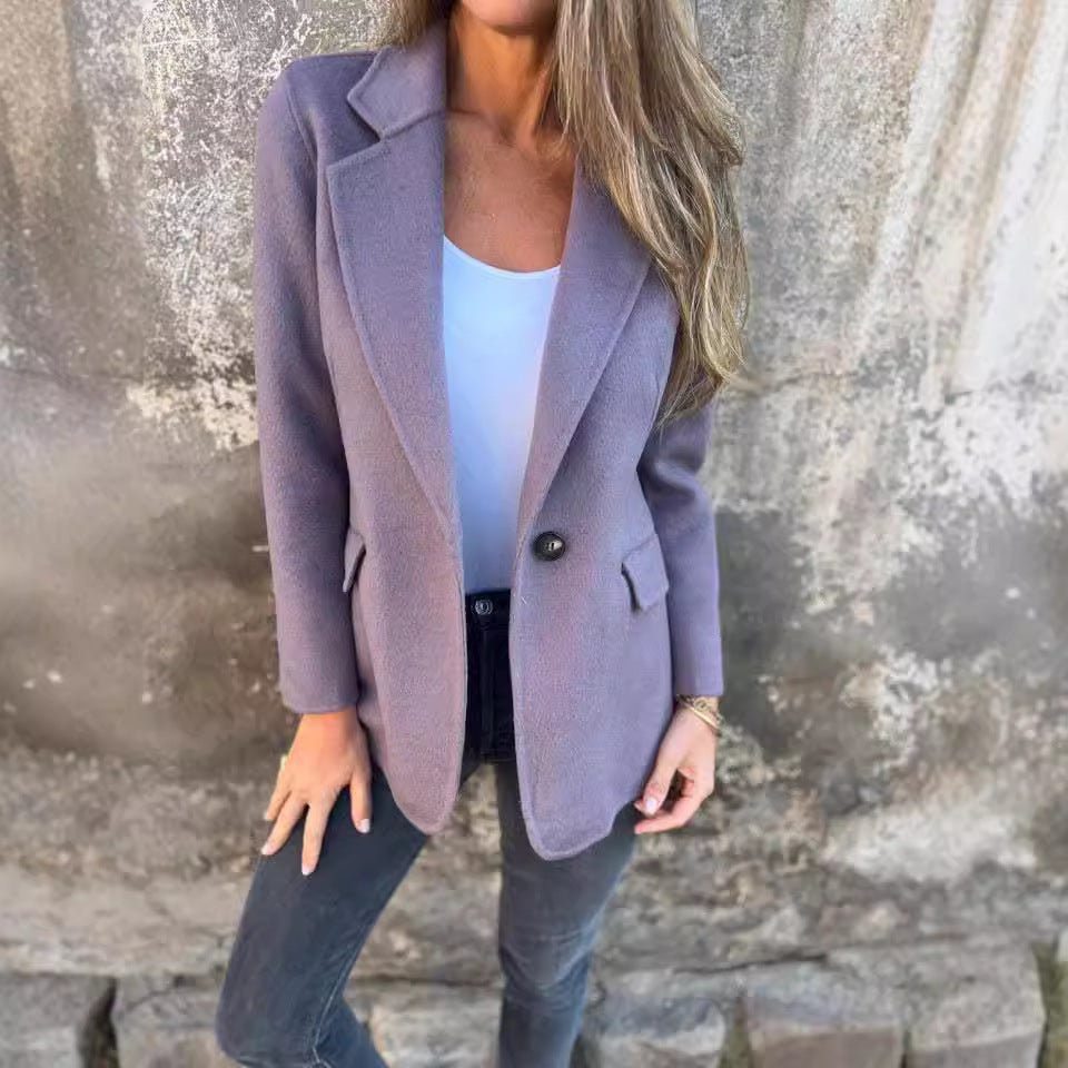 Ins Button Lapel Short Blazer Winter Fashion Commuter Jacket Outwear Women's Clothing - Bills Deals Women's clothing