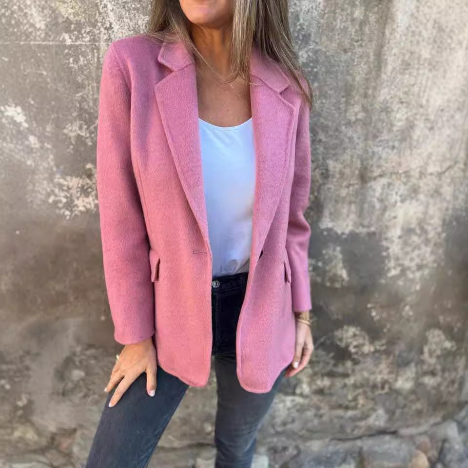 Ins Button Lapel Short Blazer Winter Fashion Commuter Jacket Outwear Women's Clothing - Bills Deals Women's clothing