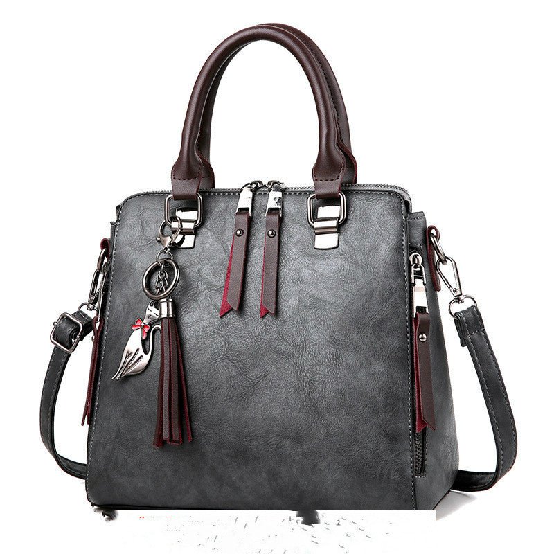 Vintage Handbag Women PU Leather Tassel Top - handle Bag Fashion Lady Tote Luxury Large Capacity Shoulder Bag - Bills Deals Women's clothing