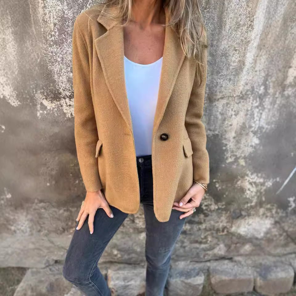 Ins Button Lapel Short Blazer Winter Fashion Commuter Jacket Outwear Women's Clothing - Bills Deals Women's clothing