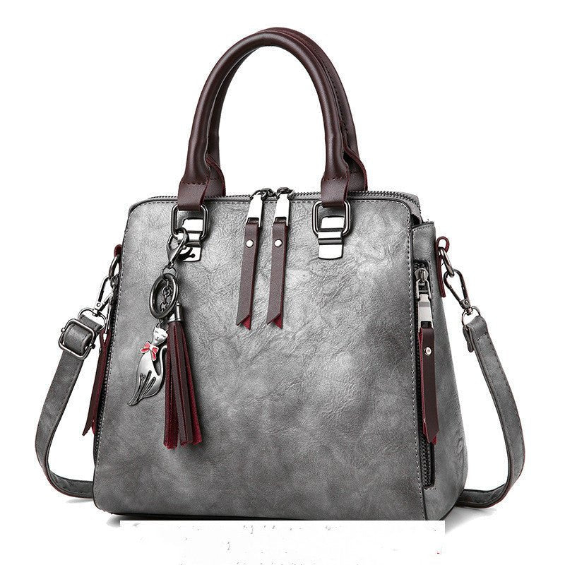 Vintage Handbag Women PU Leather Tassel Top - handle Bag Fashion Lady Tote Luxury Large Capacity Shoulder Bag - Bills Deals Women's clothing