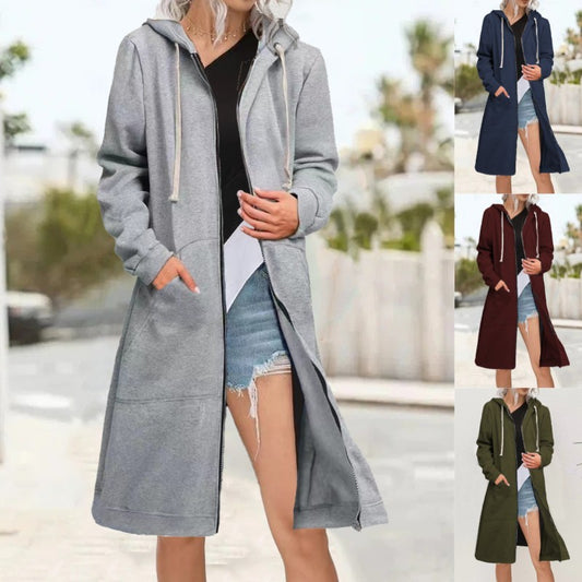 Loose Multicolor Coat Zipper Cardigan Women's Brushed Hoody