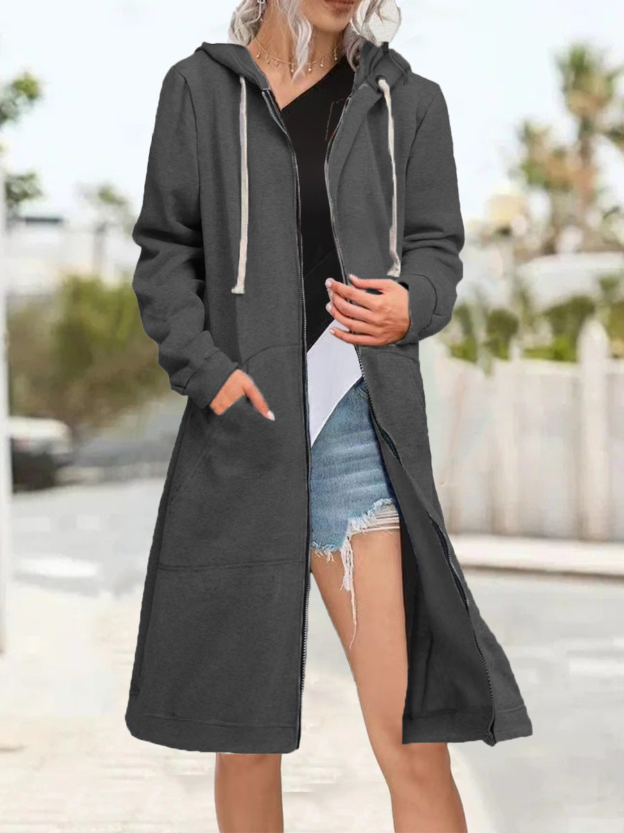 Loose Multicolor Coat Zipper Cardigan Women's Brushed Hoody