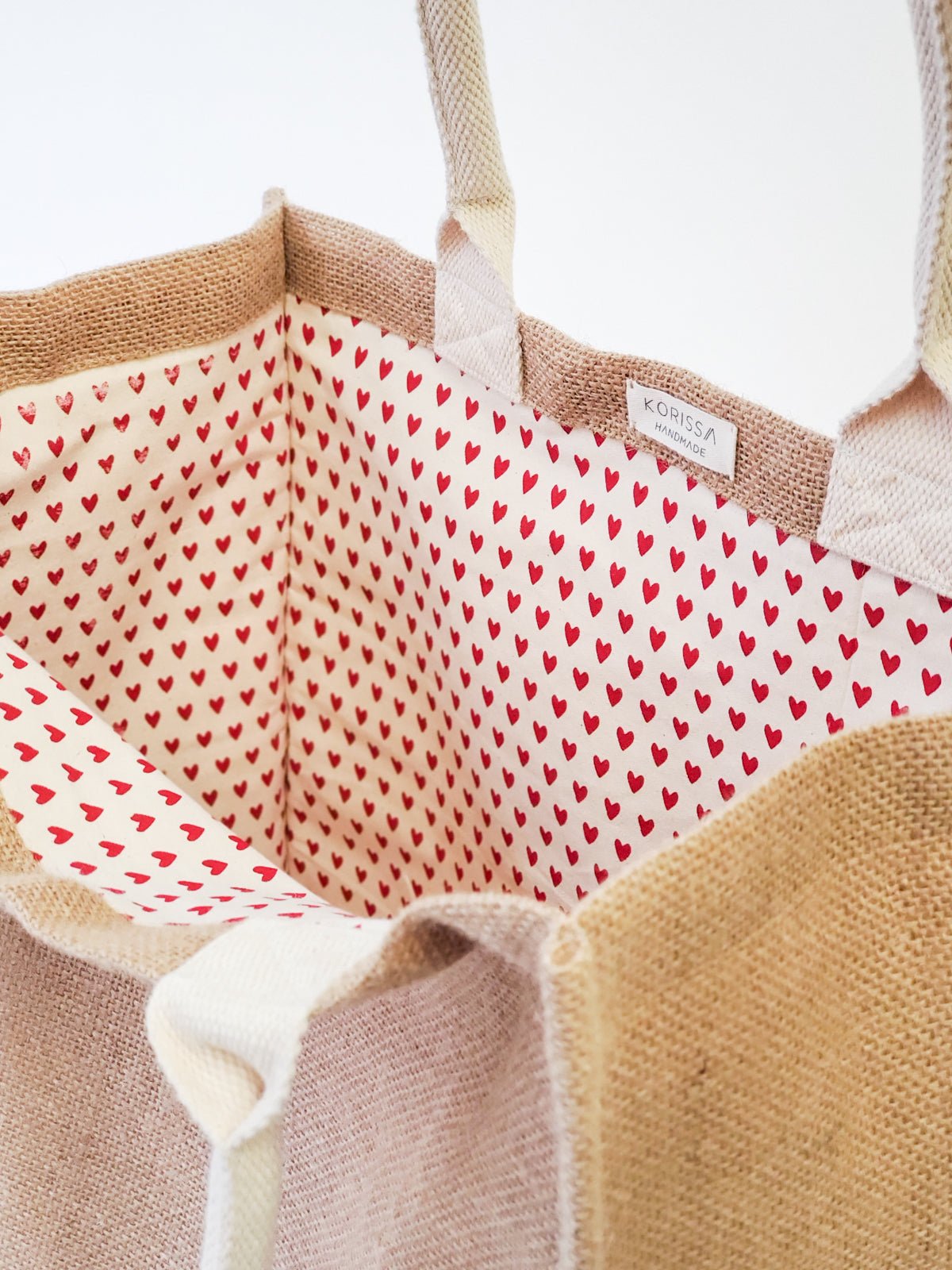 Jute Canvas Market Bag - Love - Bills Deals