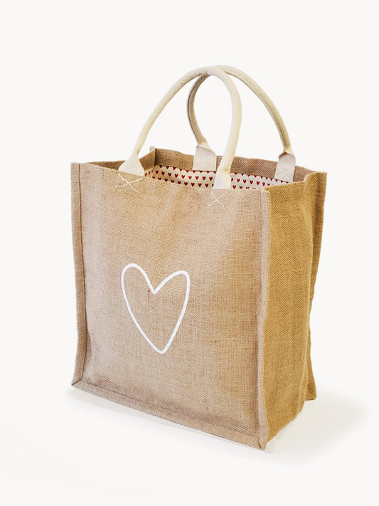 Jute Canvas Market Bag - Love - Bills Deals