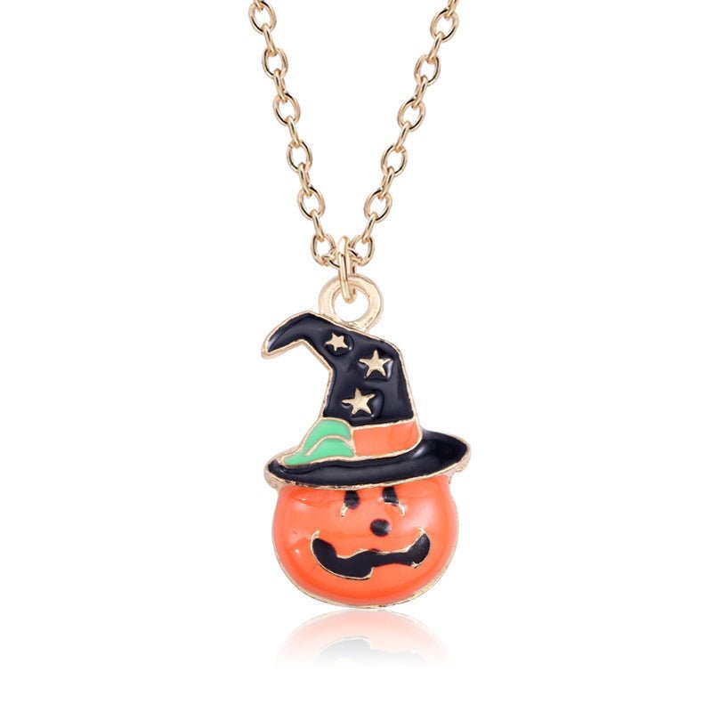 Halloween Oil Drop Pumpkin Cat Necklace Creative Clavicle Chain Pendant Fashion Jewelry Accessories - Bills Deals Halloween decorations