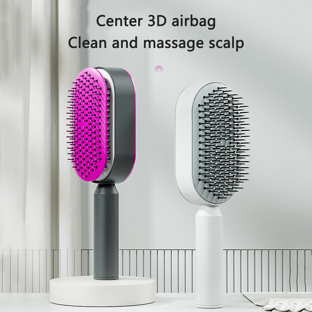 Self Cleaning Hair Brush For Women One - key Cleaning Hair Loss Airbag Massage Scalp Comb Anti - Static Hairbrush - Bills Deals Health & beauty