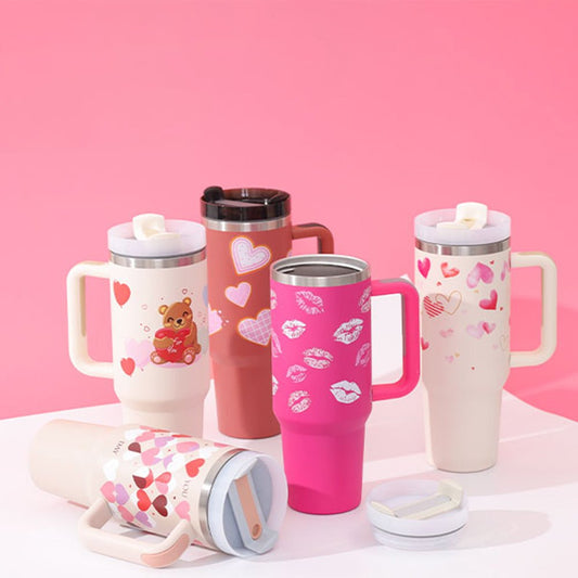 Stainless Steel Insulated Tumbler with Straw and Handle, 40 oz - Perfect Gift for Valentine's Day!tumbler cups