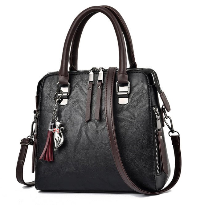 Vintage Handbag Women PU Leather Tassel Top - handle Bag Fashion Lady Tote Luxury Large Capacity Shoulder Bag - Bills Deals Women's clothing