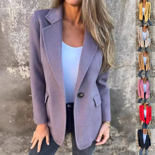Ins Button Lapel Short Blazer Winter Fashion Commuter Jacket Outwear Women's Clothing - Bills Deals Women's clothing