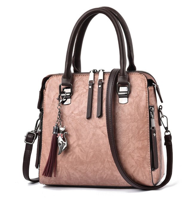 Vintage Handbag Women PU Leather Tassel Top - handle Bag Fashion Lady Tote Luxury Large Capacity Shoulder Bag - Bills Deals Women's clothing