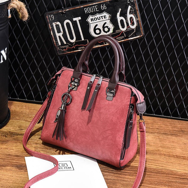 Vintage Handbag Women PU Leather Tassel Top - handle Bag Fashion Lady Tote Luxury Large Capacity Shoulder Bag - Bills Deals Women's clothing