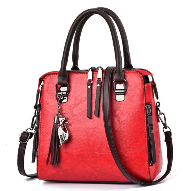 Vintage Handbag Women PU Leather Tassel Top - handle Bag Fashion Lady Tote Luxury Large Capacity Shoulder Bag - Bills Deals Women's clothing